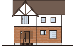 数寄屋風の白壁の妻壁に山型状に組み合わせ、付け柱として使用した例です。